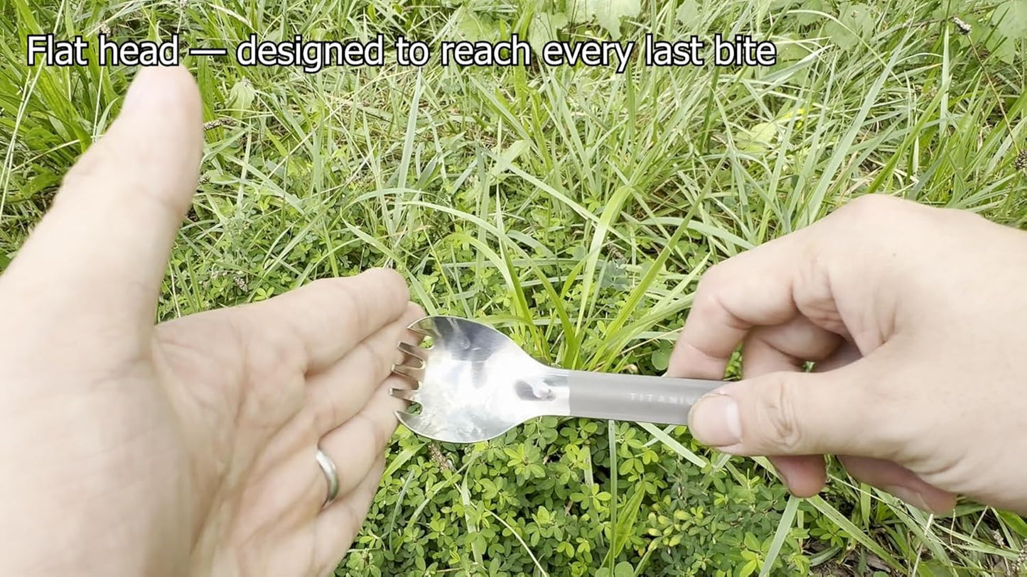 TOAKS Titanium Long Handle Spork with Polished Bowl