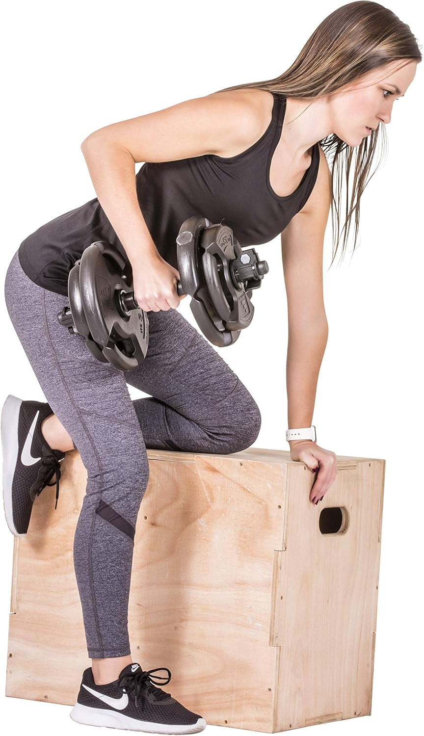 The Step Fitness Adjustable Dumbbell Set or Barbell Weight Set, 35-60 lbs, with Collars, and Weights