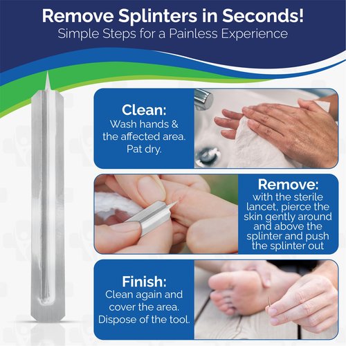 SplinterAid Painless Splinter Removal Kit - 3 Pack | Pull Out Splinters Fast & Easy | Essential First Aid for Home, Travel, Camping, Hiking, Woodworking, DIY & Outdoor Adventures | No Tweezers Needed