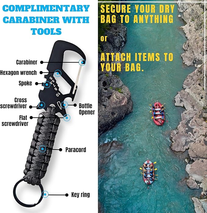 TACTIKO 30L Heavy-Duty 100% Waterproof Backpack, Roll Top Dry Bags for Kayaking, Hiking, Camping, Survival