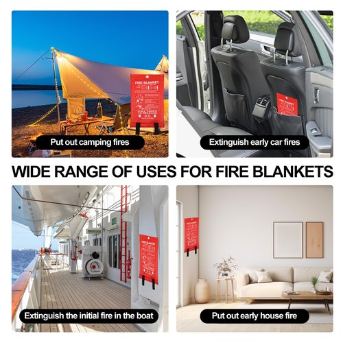 Vnmkp Home Emergency Fire Blankets 40“ x 40” Fiberglass Fire Blankets Essential Emergency Fire Blankets for Home and Kitchen 2 Packs