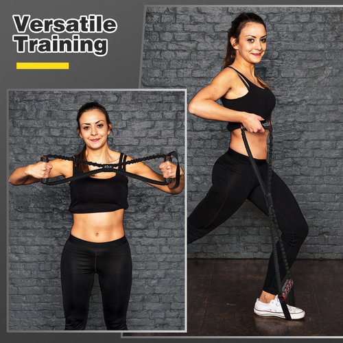8-Shaped Resistance Band of 45 lbs, Detachable Buckle Hooks, Honeycomb Grips & Foot Pedal for Shoulder, Chest & Leg Training - Yoga Rope, Figure 8 Fitness Resistance Bands with Handles