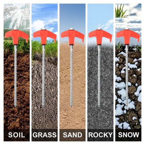 LATTHANT 20 Pcs Tent Stakes Heavy Duty, 8 in Ground Anchors Screw in, Grow in the Dark Screw in Tent Stakes, Camping Stakes with Storage Box, Threaded Tent Spikes with Hex Head Driver and Stake Puller