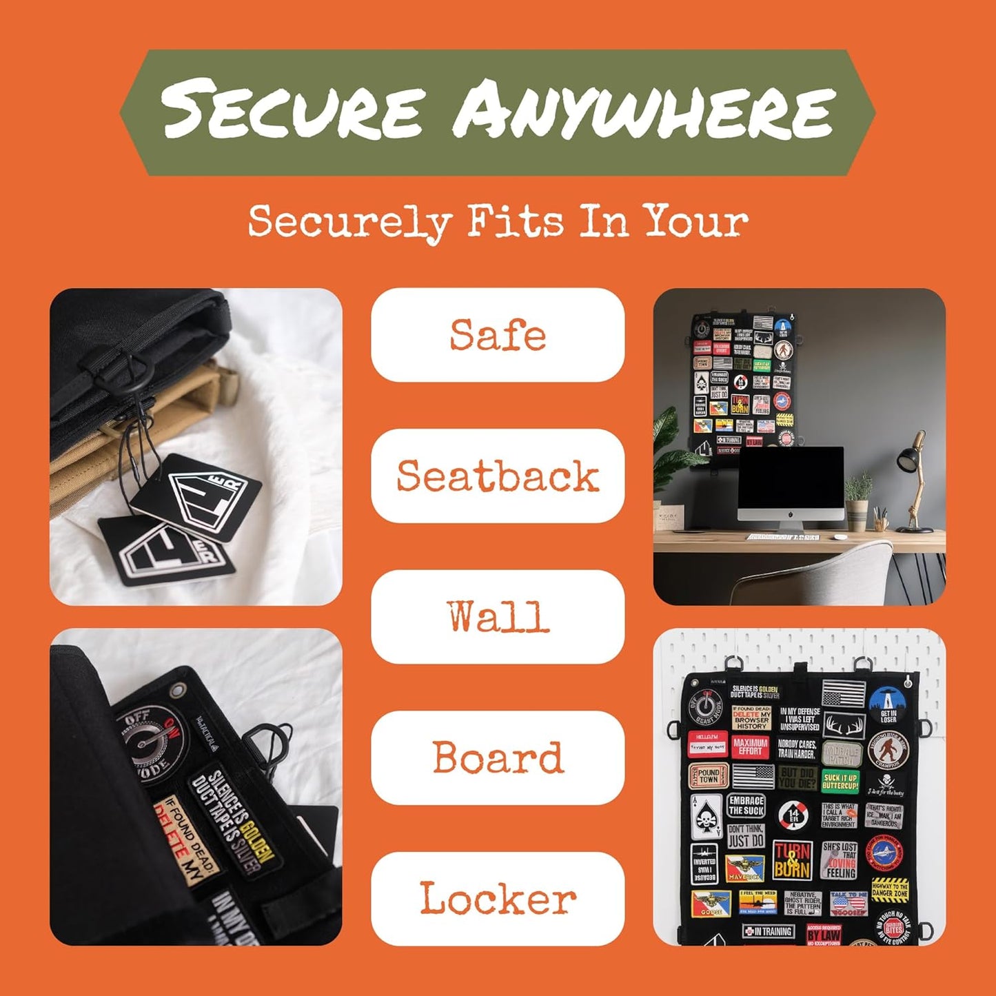 Patch Display Board | Patch Panel Board for Patches, Collection Patch Holder | Patch Wall Display Hook and Loop Panel | Morale Patch Board, Military Patch Display (Black)