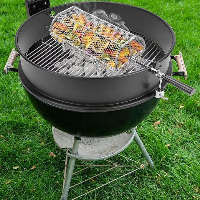 onlyfire Universal Stainless Steel Rotisserie Grill French Fries Basket Fits for Any Gas Grill