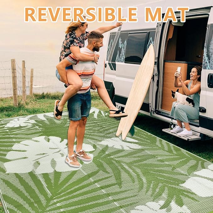 Homcomoda Outdoor Rugs 6'x9’ Waterproof Reversible Patio Rugs Outdoor Clearance Lightweight Outdoor Rugs Portable RV Camping Mats for Tents Deck Porch BBQ Beach Backyard
