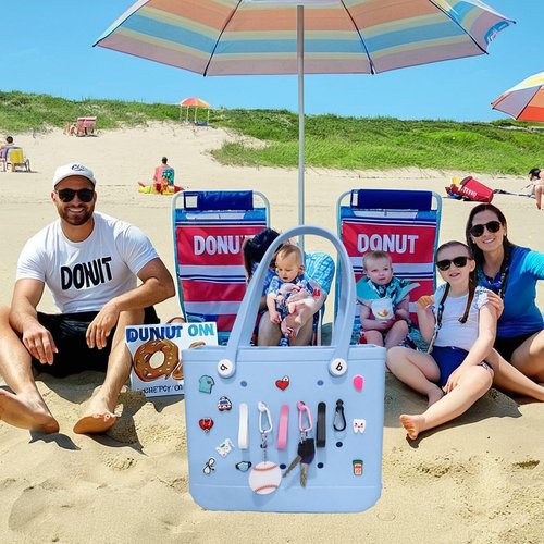 LIGHUFEIC 4Pcs Key Holder Set Charms for Bogg Bag,Insert Carabiners & Keychain Holders for Small & Large Beach Bags,Find Your Keys Quickly(White)