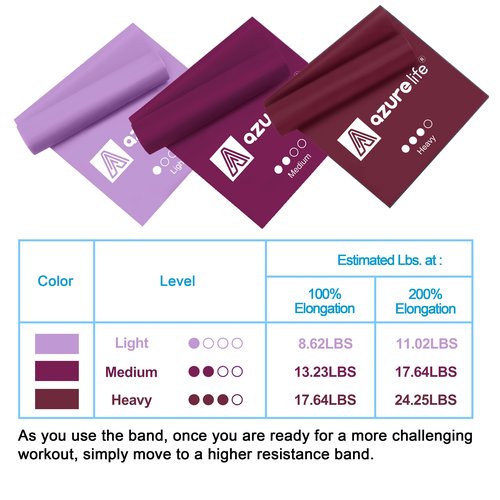 A AZURELIFE Flat Resistance Band Set (3 Pieces Total) Exercise Bands and Premium Durable Stretch Strap with Loops