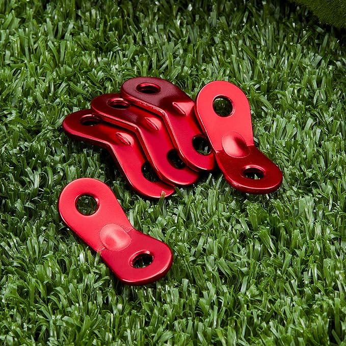 SATINIOR 20 Pieces Aluminum Alloy Guyline Cord Adjuster Tent Tensioners Rope Adjuster Tent Rope Adjusters for Outdoor Camping Hiking, Red (Circle Style)