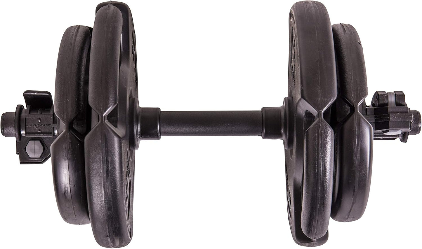 The Step Fitness Adjustable Dumbbell Set or Barbell Weight Set, 35-60 lbs, with Collars, and Weights