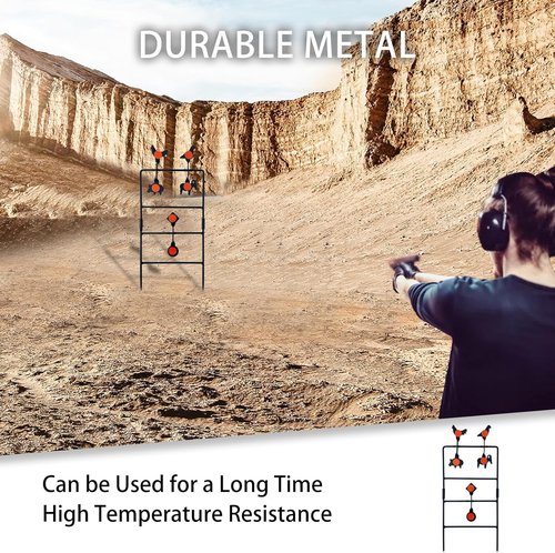 Metal Target, Backyard BB Target, Automatic Reset, Round, Iron, Portable Design, Suitable for Home Garden, Lawn, Farm, Patio, Backyard(Round) (4 Animals)