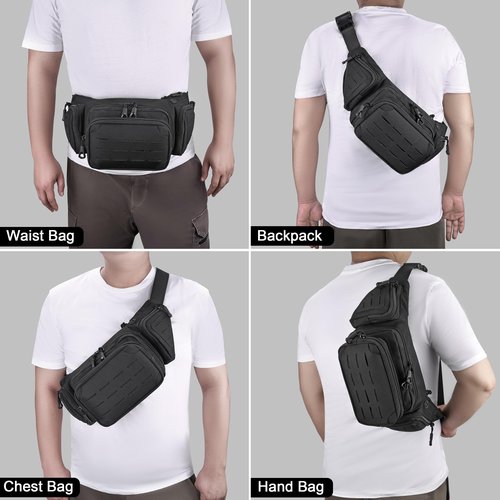 MOZETO Mens Fanny Pack, Heavy Duty Fanny Pack Holster for Full Size Pistol, Tactical Concealed Carry Gun Bag