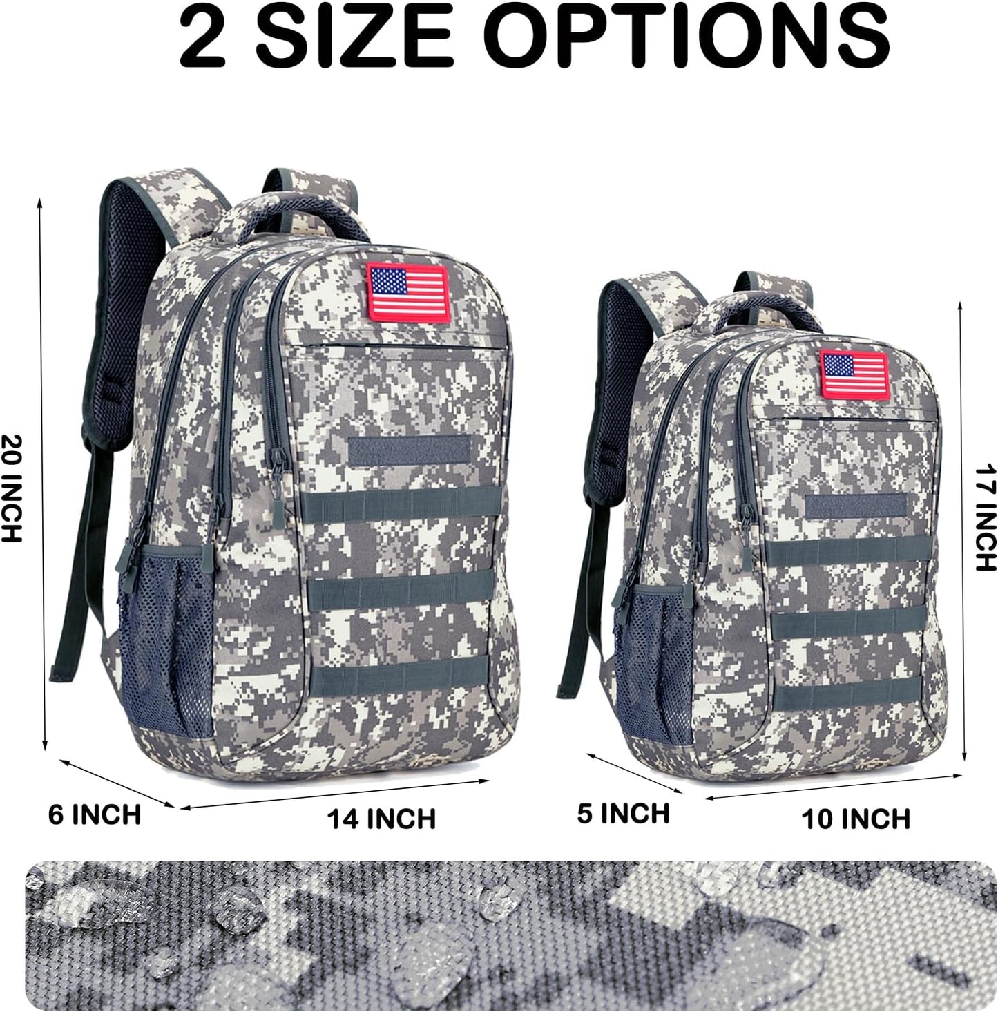 outdoor plus Camo Backpack,Military Boys Backpacks for School,40L Army Bookbag with USB Charging Port Waterproof