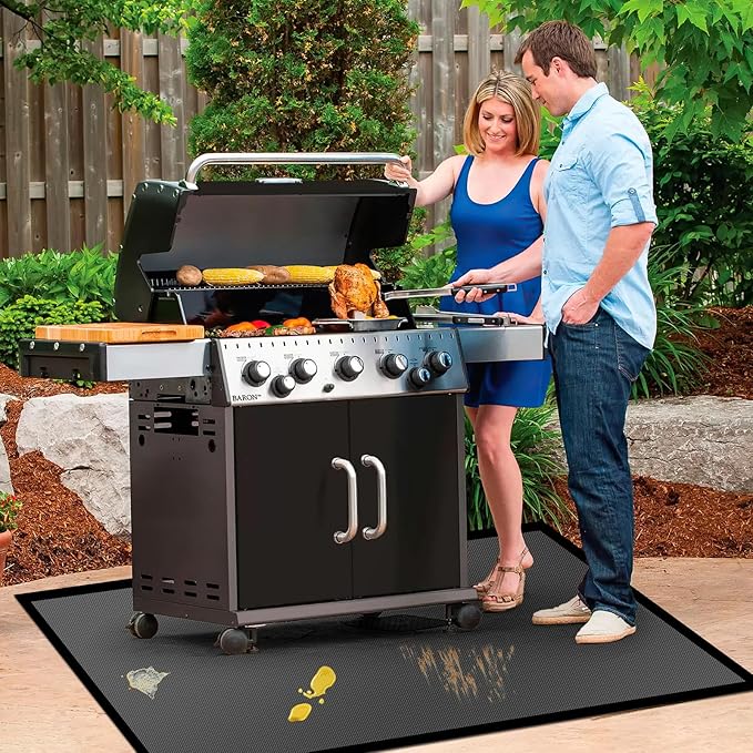 65 ×48 inches Under Grill Mats for Outdoor Grill/ Fireproof Fire Pit Mat Fireplace Mat, Double-Sided Fireproof Grill Pad, Oil-Proof Waterproof BBQ Mat Pads Protector for Deck Patio Smokers Gas Grills