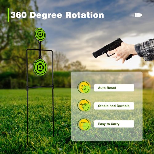 Ideagle Double Spinner Shooting Targets, 3/8" Thick Metal High Caliber Auto Reset Steel Target for Centerfire Handguns up to .44 Magnum