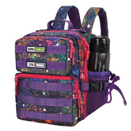 Ci Wigo Small Tactical Backpack for Men Women,15L Mini MOLLE Tactical Daypack Rucksack with Patches for Gym Hiking Camping Travel Sport (Galaxy Purple)