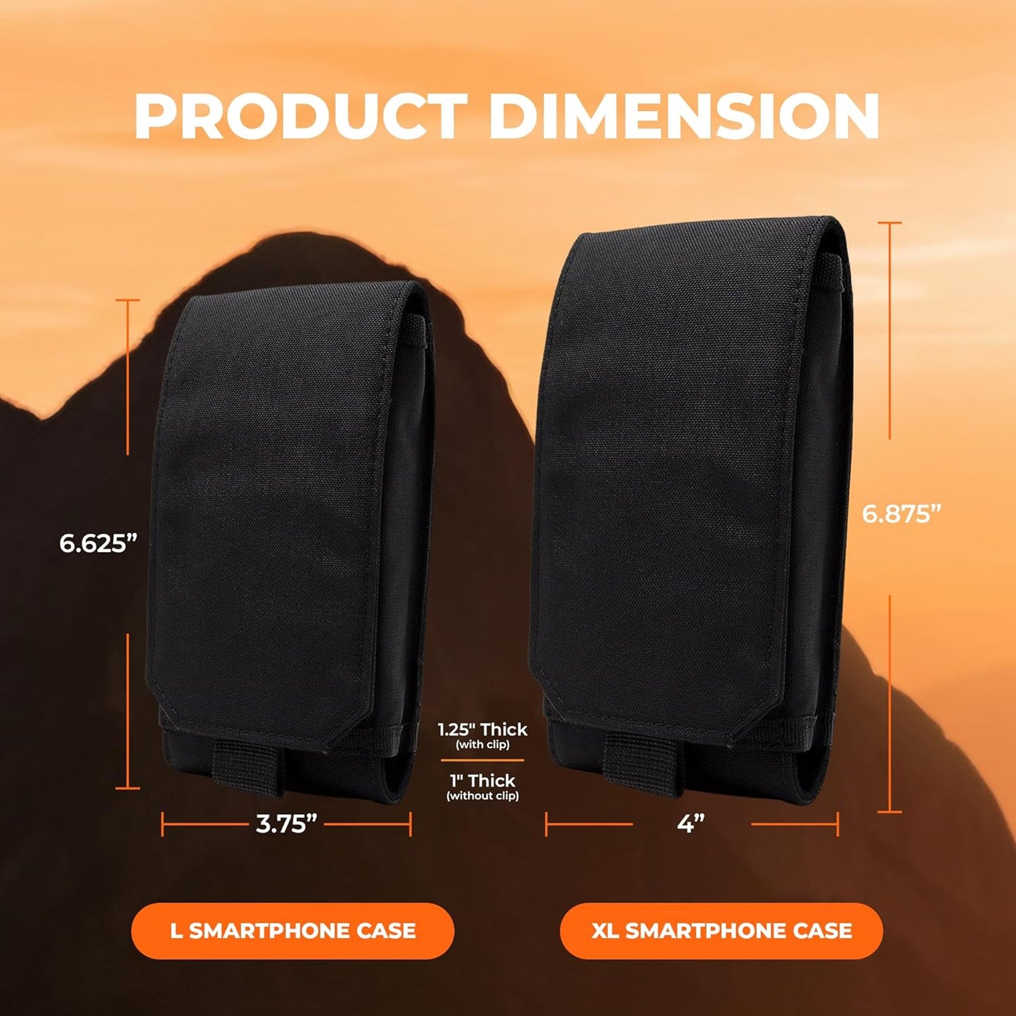 Phone Holster with Clip - Hook Loop Nylon Cellphone Holster Compact Pouch, Backpack Shoulder Strap Accessory Pouch - Multifunctional Black StrapPack Pouches for Hikers, Travelers & Commuters
