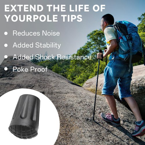 Walking Cane Tips,Trekking Pole Walking Hiking Sticks Tips Protectors,Replacement Rubber Stick Tips for Most Mountaineering and Hiking Walking Sticks,Poles Lost or Worn Out Standard Tips, Black