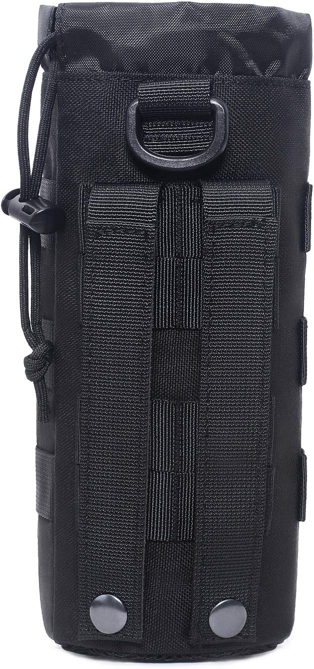 Tactical Molle Water Bottle Pouch Military Drawstring Open Top & Mesh Bottom Travel Water Bottle Holder Bag Tactical Hydration Carrier