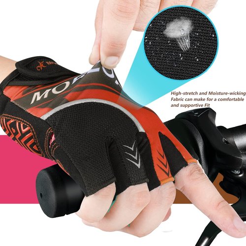 BIKINGMOREOK Mountain Bike Cycling Gloves for Men Women,Half Finger Workout Sports Road Biking Bicycle Gloves with 5MM Anti-Slip Gel Pads