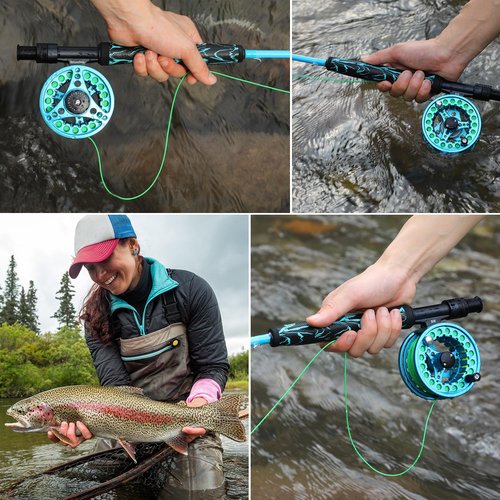 Sougayilang Standard Fly Fishing Combo Starter Kit, 5/6 Weight 9' Fly Rod with SuperPolymer Handle, Accessories, Carrying Case, Fly Box Case & Fishing Flies- Blue