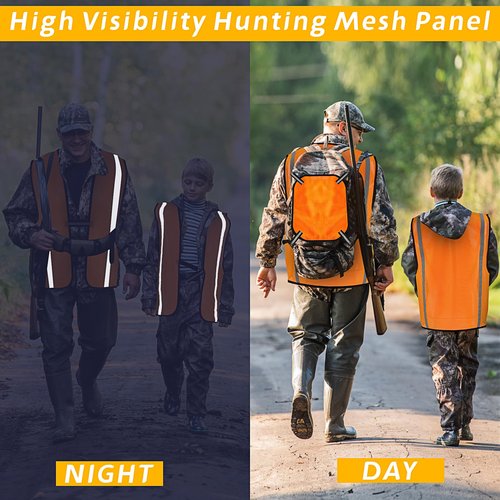 Copkim 8 Pcs Blaze Orange Mesh Hunting Vest and Panel Set High Visibility Mesh Panel Orange Hunting Vest for Men Women Hiking Backpack Camping Tents Blinds