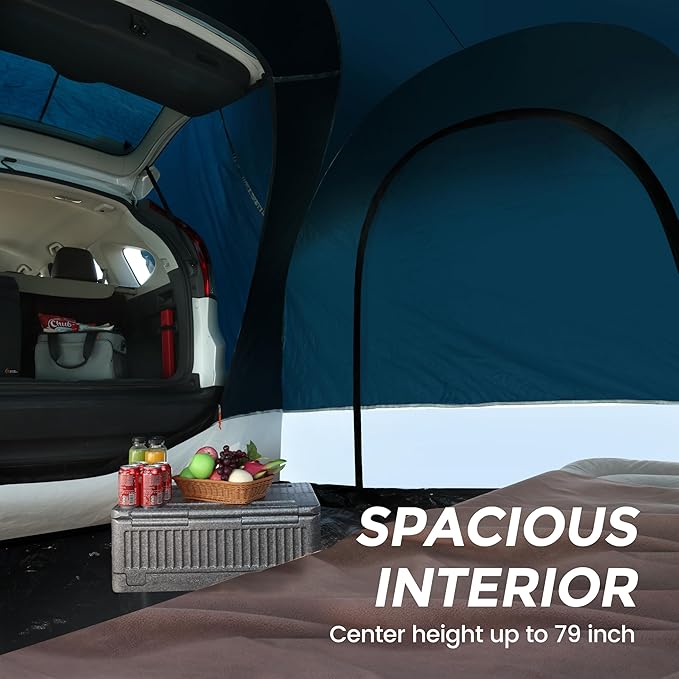 SUV Tent for Camping with Rainfly, Waterproof PU3000mm Double Layer Design, Car Tents for Camping SUV, SUV Tailgate Tent for Outdoor with Storage Bag, for SUV Van, Jeep, Pickup 8'W x 8'L x 7.2'H