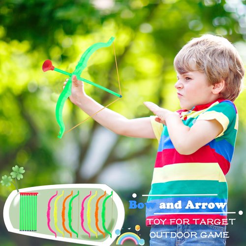 Restroma 40 Pack Kids Bow and Arrow Set Plastic Archery Shooter Toy Mini Play Bow and Arrow for Child Boys Girls Fun Sport Game Birthday Gifts, 4 Random Colors