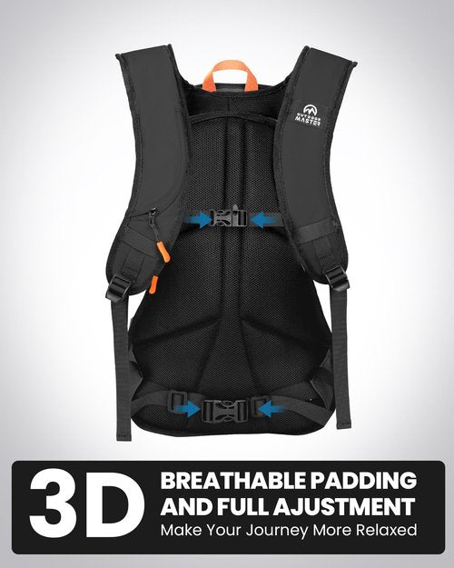 OutdoorMaster Snow Hydration Pack, 18L Travel Daypack for Snowboard, Ski, Hiking, Cycling - Made from Recycled Materials - Black