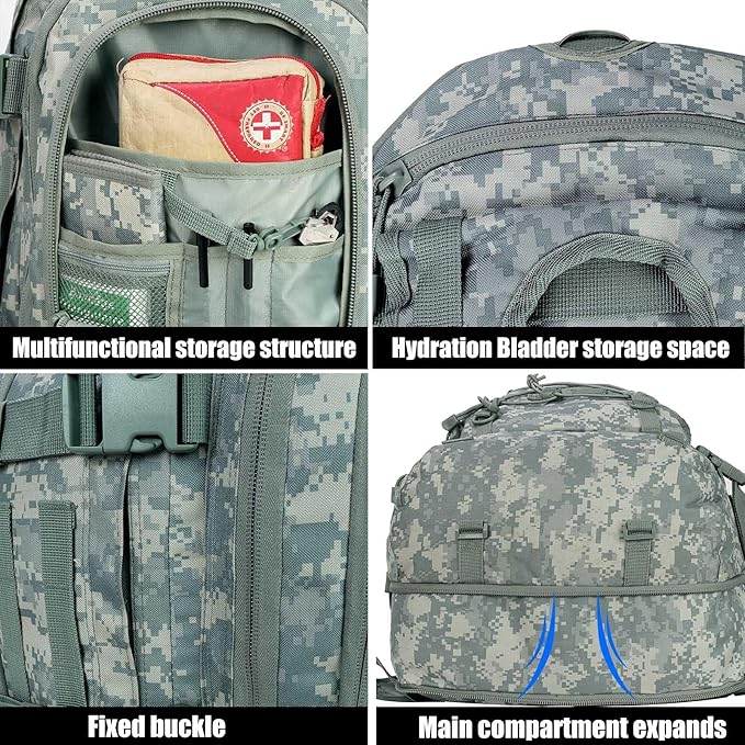 Tactical Backpack Military Army Daypack - Assault Pack for Men Molle Backpacks Bug Out Bag 3 Day Pack for Hiking