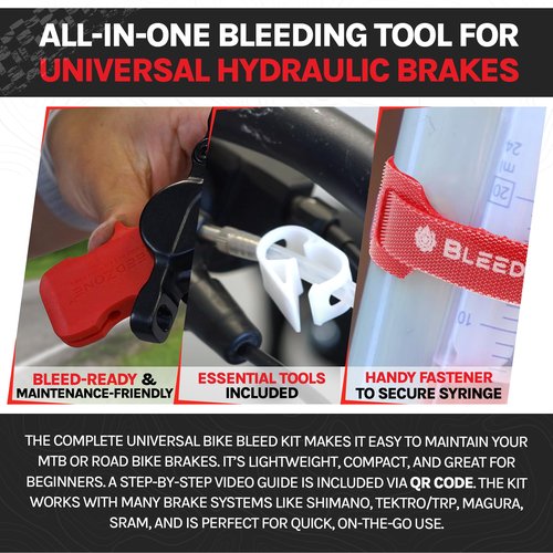 BleedZone Universal Brake Bleed Kit - Hydraulic Brake Bleeding Kit Compatible with Shimano, Tektro, Magura, SRAM, Zoom - Complete Bike Brake Bleeder Kit for MTB, Road, and All Bicycle Types