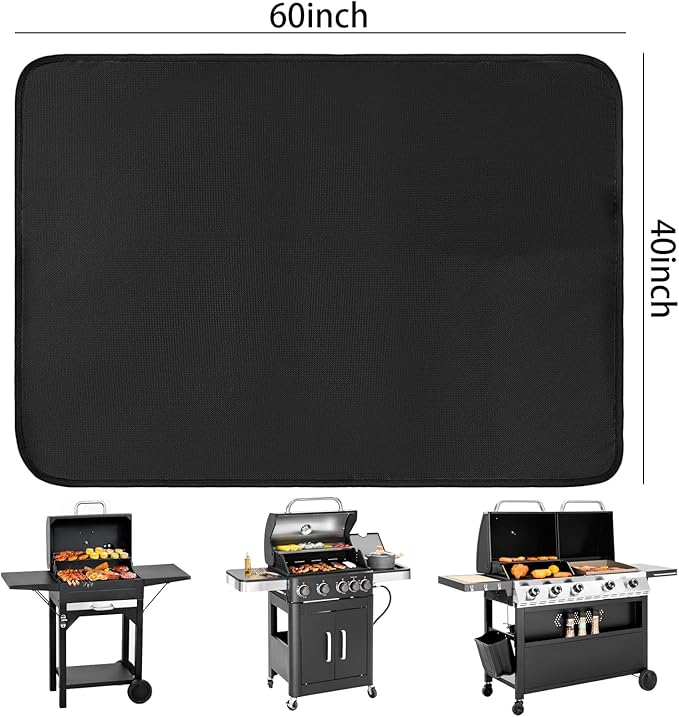 60x40 Inches Under Grill Mats for Outdoor Grill, Double-Sided Fireproof, Waterproof & Oil-Proof BBQ Matt for Under Grill, Deck, Patio & Grass Protector, Fire Pit Mat & Fireplace Mat