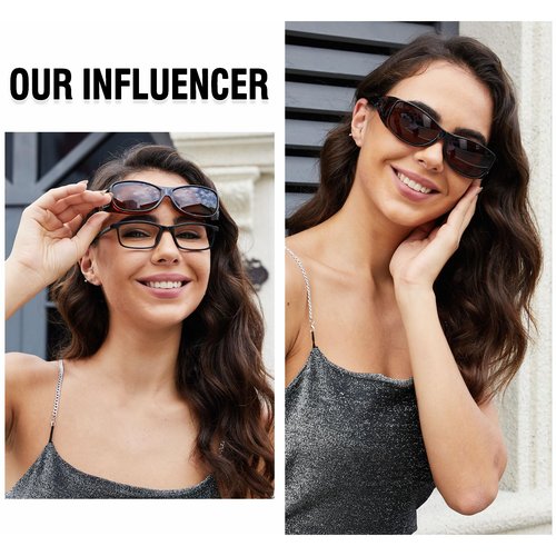 DUCO Polarized Wraparound Fitover Glasses Wear Over Sunglasses for Men Women UV Protection Sun Glasses 8954 (Clear Purple Frame Grey)