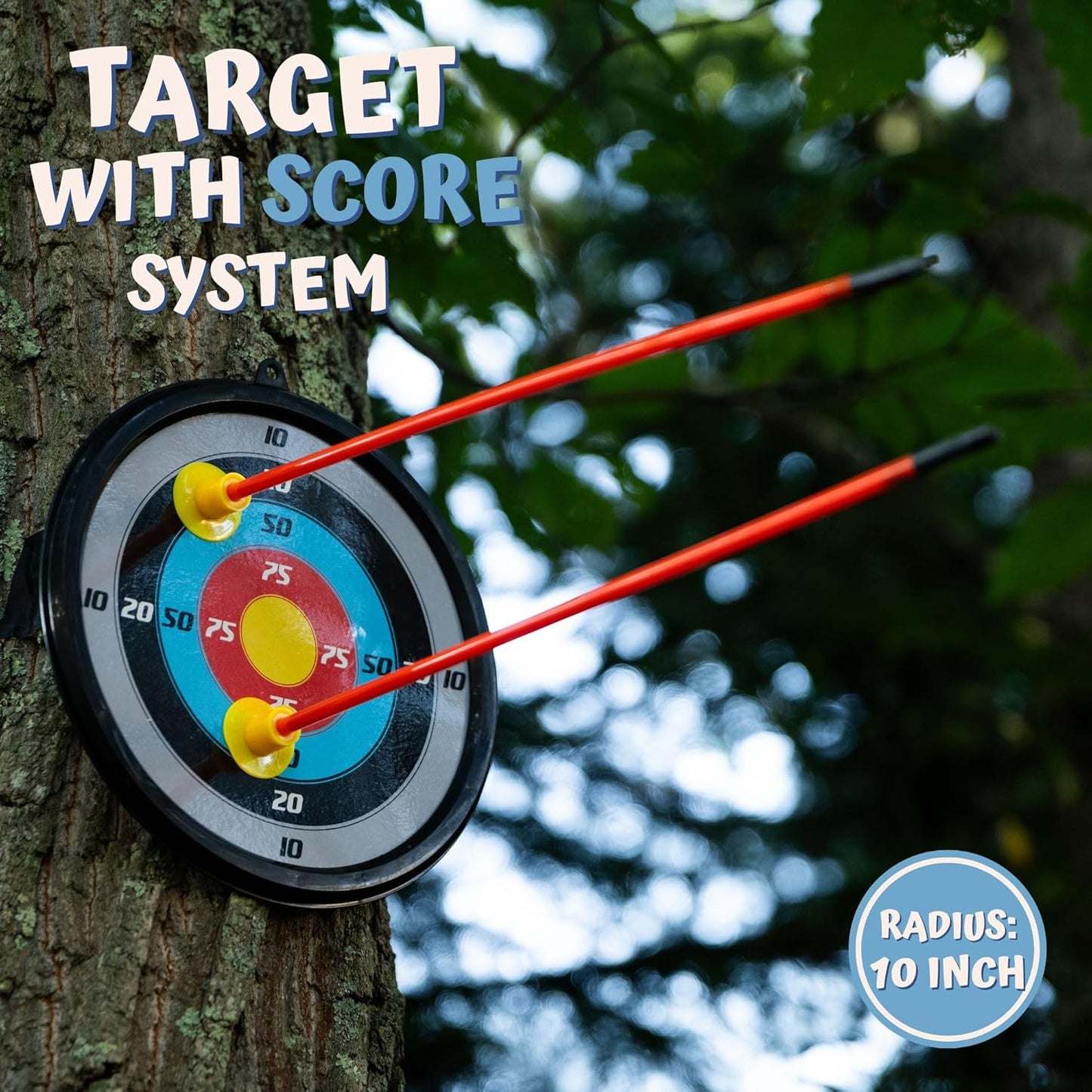 ToyVelt Kids Bow and Arrow Set - Light-Up Archery Set with 6 Suction Arrows, Target and Quiver - Outdoor and Indoor Toy for Boys and Girls Ages 4-12 (Green)