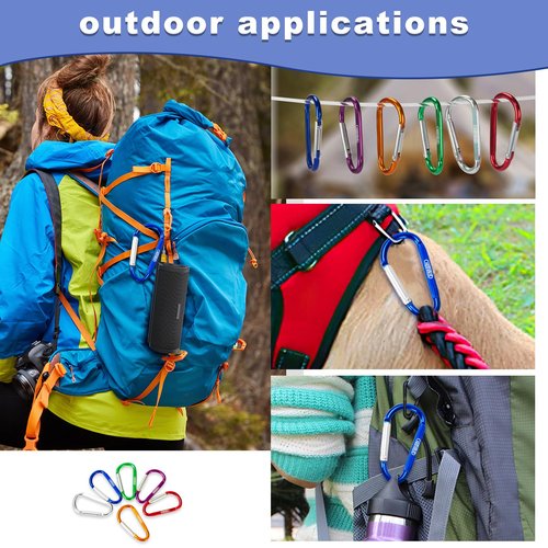 jollykit 6pcs carabiners, 2.2inch Carabiner Clips for Keychain, Aluminium Carabiner is Durable and uesd for Camping and Hiking
