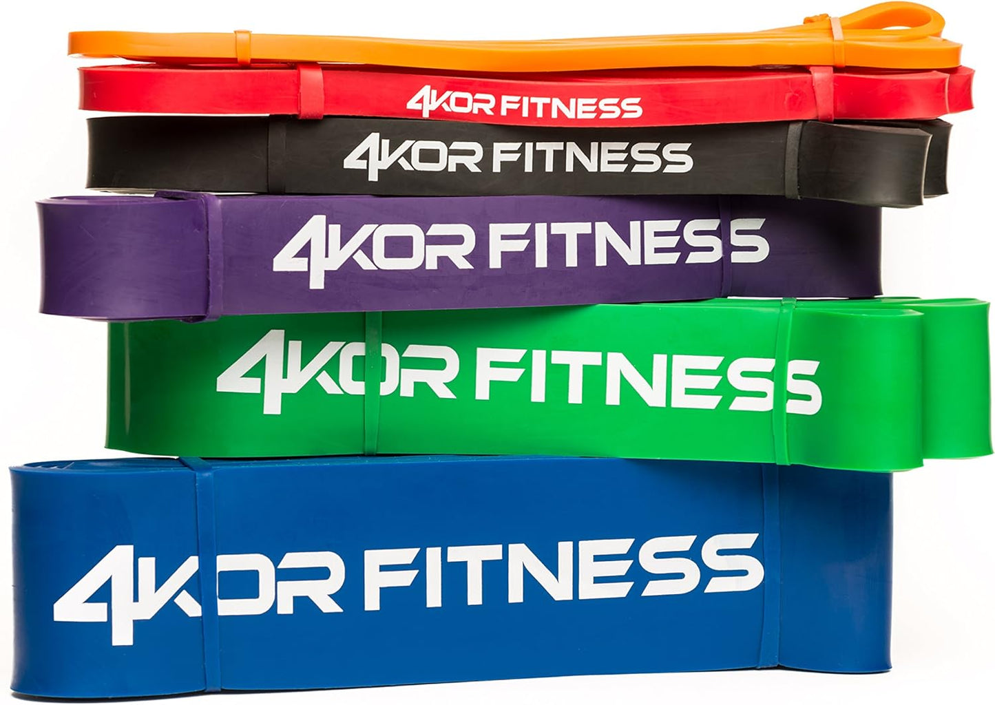 Pull Up Assist Band Set by 4KOR Fitness - 6 Band Set of Heavy Duty 41" Resistance Bands for Mobility, CrossFit, Weightlifting, Therapy, Home or Gym Workouts (Orange, Red, Black, Purple, Green, Blue)