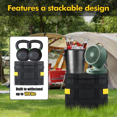 YAMTO Multifunctional Camping Storage Duffel Bag With Handles,Picnic Camping Organizer with Adjustable Dividers,Large Tool Tote Bag Collapsible for Outdoor Camping/Sports/Travel/GYM-Black