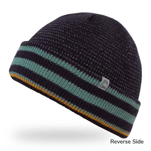 Sunday Afternoons Myriad Reflective Beanie, Darkest Navy Stripes, One Size
