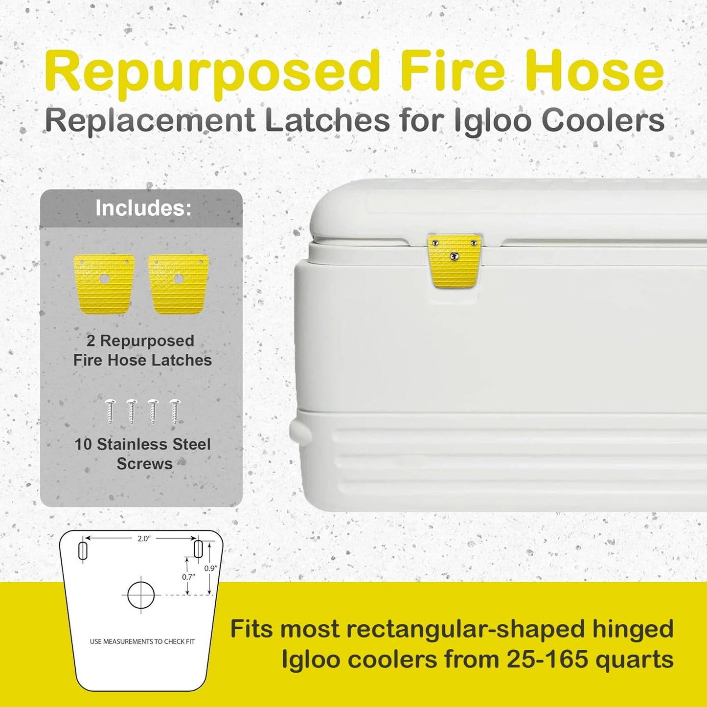 Replacement for Igloo Latches (Set of 2) - Unbreakable, Made in USA, Repurposed Fire Hose