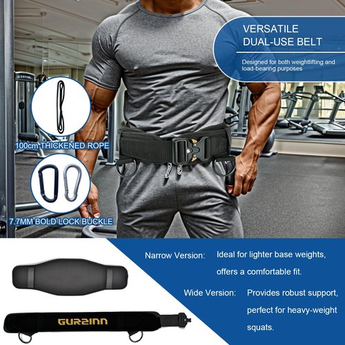 Weight Lifting Belt with Quick Lock & 39.37" Dip Rope | 2-in-1 Dip Belt for Squat, Pull Up, Deadlift | Heavy Duty 400 LBS Gym Belt for Men & Women