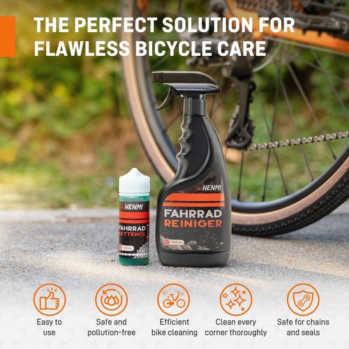 HENMI Bike Cleaning Kit and Chain Oil Lubricant with Bicycle Degreaser 500ML,Bike Chain Lube 100ML,Cleaner Brush Tool,Rear Cogs,Chainrings,Suitable for All Types