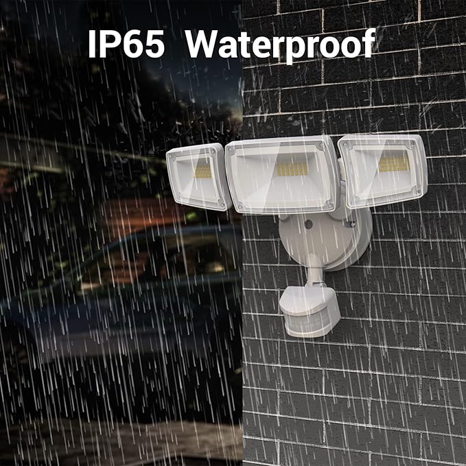 USTELLAR 1 Pack 55W LED Security Lights Motion Sensor Light Outdoor with Remote Control, Dusk to Dawn LED Flood Lights 5500LM 5000K, IP65 Waterproof, Exterior Flood Light for Garage, Yard, House, Eave