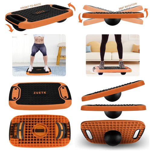 ZUETK 4-In-1 Aerobic Balance Board and Step Up Exercise Platform - Adjustable Multifunctional Balance Board Slant Board, Steppers for Exercise - Home Workout Non Slip Stepper Platform Orange