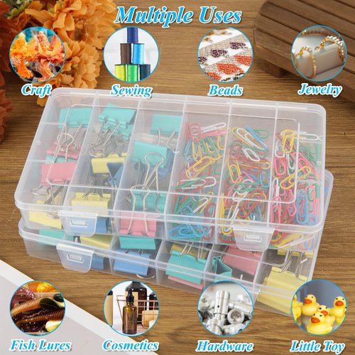 LDXDRU 10 Pack 6 Grids Tackle Box Organizer, Plastic Organizer Box, Clear Organizer Box with Dividers, Plastic Compartment Storage Box for Craft, Beads, Jewelry, Bait, Small Part