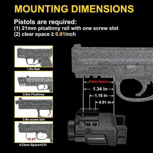 XYH RL70 500 Lumens Tactical Flashlight with Red Laser Sight Combo, Pistol Light Red Laser Combo with Strobe&Constant Light Modes, USB-TypeC Rechargeable Fits Standard Picatinny&Glock Rails