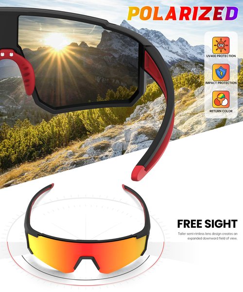 OUTDOORKING Polarized Sunglasses for Men and Women, Windproof and Lightweight UV400 Protection Sunglasses Designed for Cycling, Fishing, and Rock Climbing