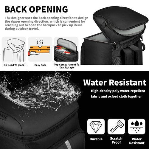 Backpack Cooler Insulated Leak Proof 35 Cans, 2 Insulated Compartments Thermal Bag, Portable Lightweight Beach Travel Camping Lunch Backpack for Men and Women, 30L, Reflective Stripes, Water Resistant