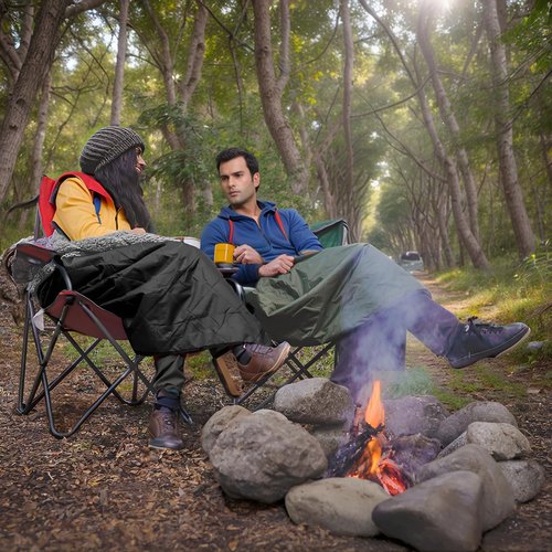 Warm Polar Fleece Blanket Picnic Outdoor & Beach, Machine Washable Camping Quilt for Cold Weather, Adventure, Sleeping, Backpacking (Black)