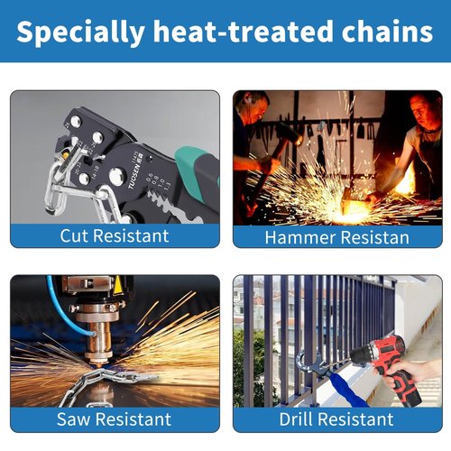 Heavy Duty Scooter Lock - Anti-Theft Handcuff Chain Lock with 3 Keys for Electric Scooters, E-Bikes, Motorcycles, Balance Bikes - Durable Security System for Scooter Accessories, Blue