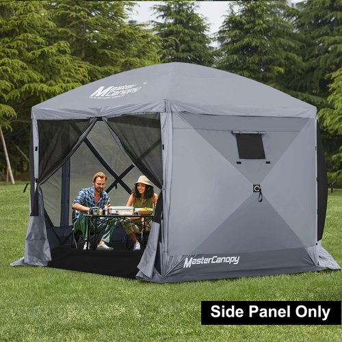 MASTERCANOPY Wind Screen Side Panel with Window for Escape Screen Shelter Canopy Tent - Weatherproof, UV Resistant Sun Shade Attachment Accessory (10ft x 10ft, Gray, 1 Pack)